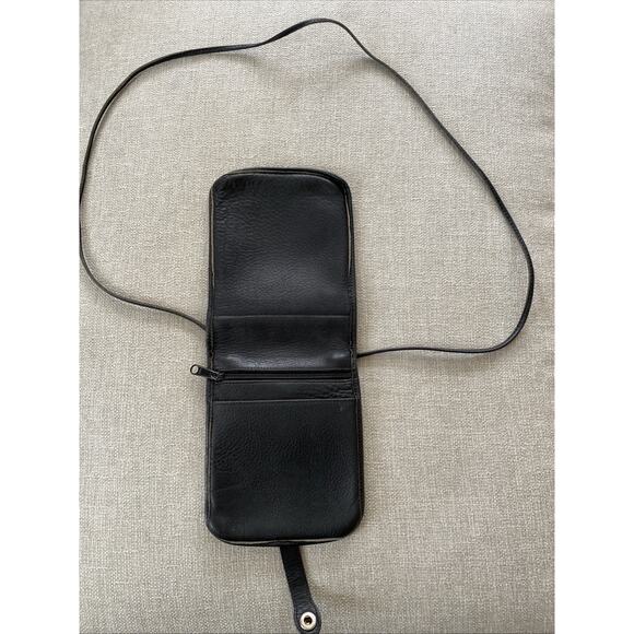 Vtg Saddle Branded Black Leather Crossbody Purse Snap Latch Zip Travel 6"x7.5" - Picture 9 of 15